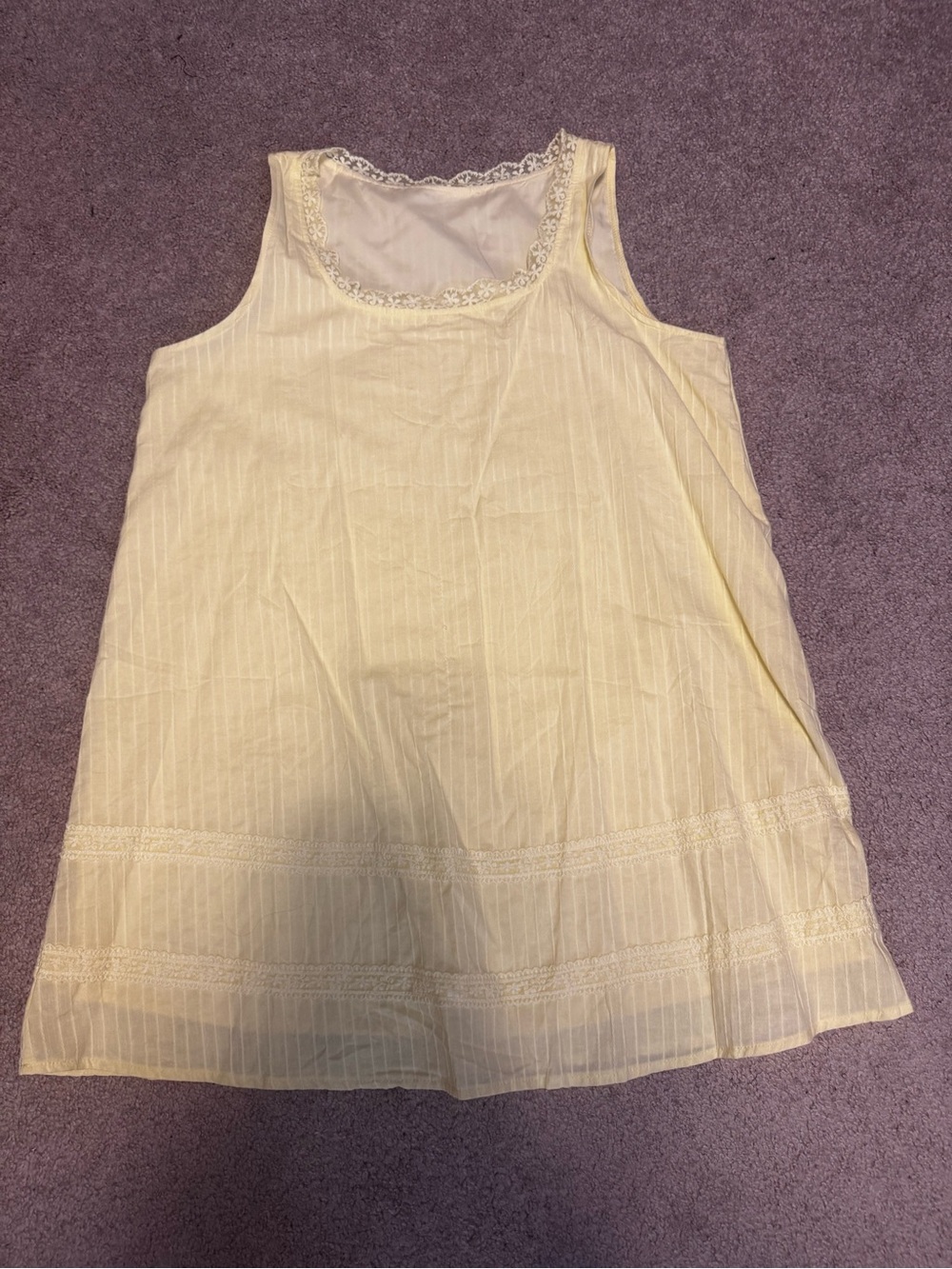 Light Yellow Lace-Trim Sleeveless Tunic